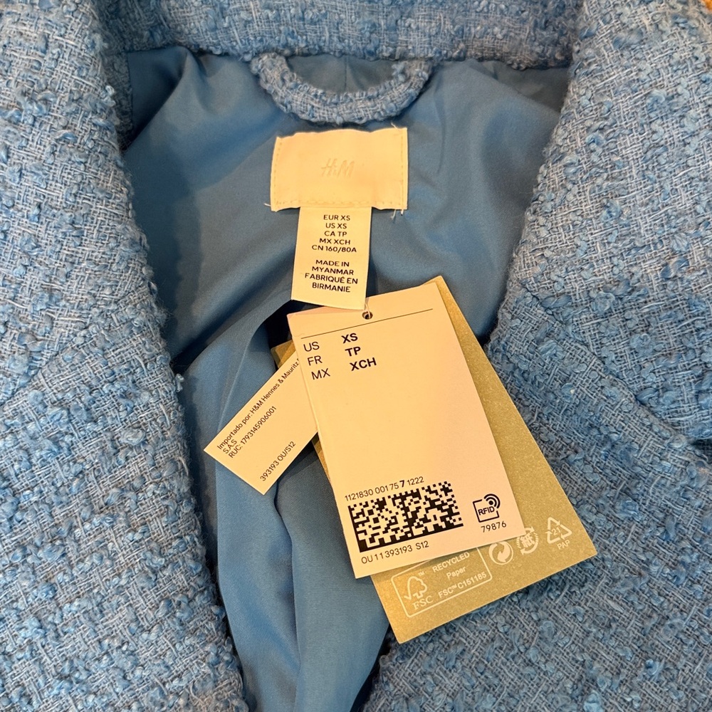 NWT Blue Tweed Blazer Skirt Set - Picture 3 of 6